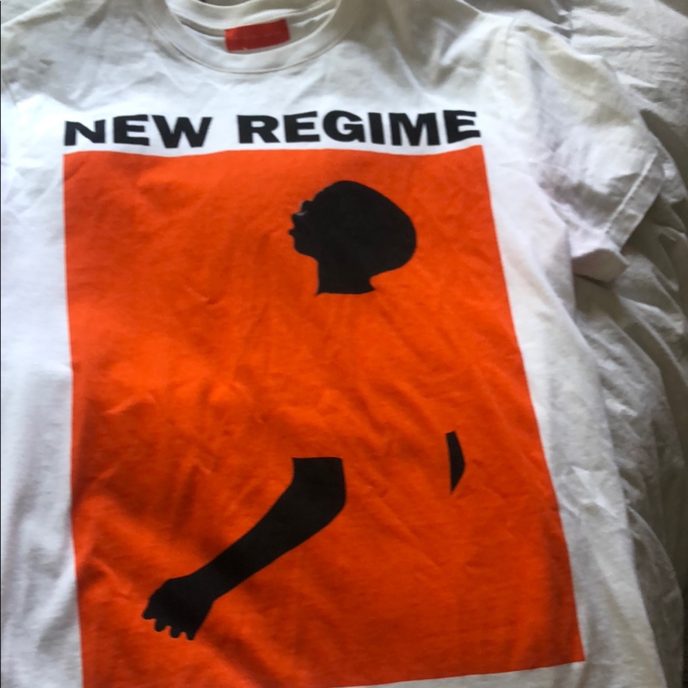 New Regime White T-Shirt with Orange Graphic